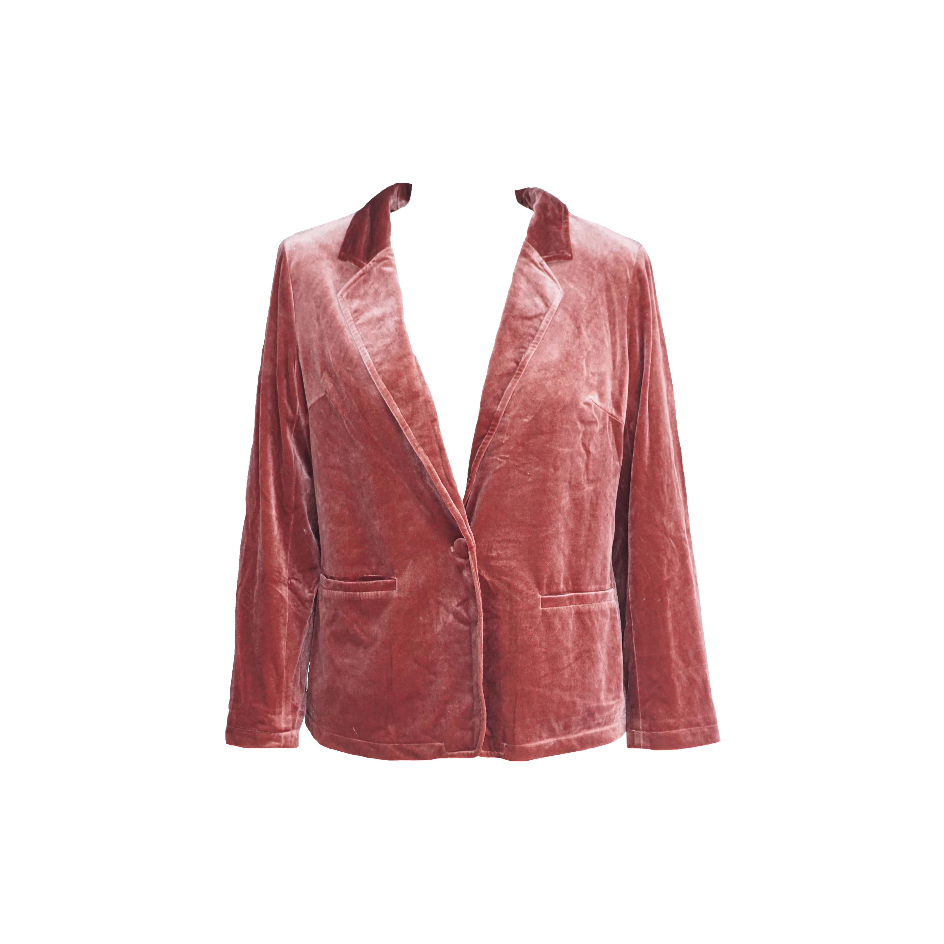 कोरियन मखमली गुलाबी सूट कोट