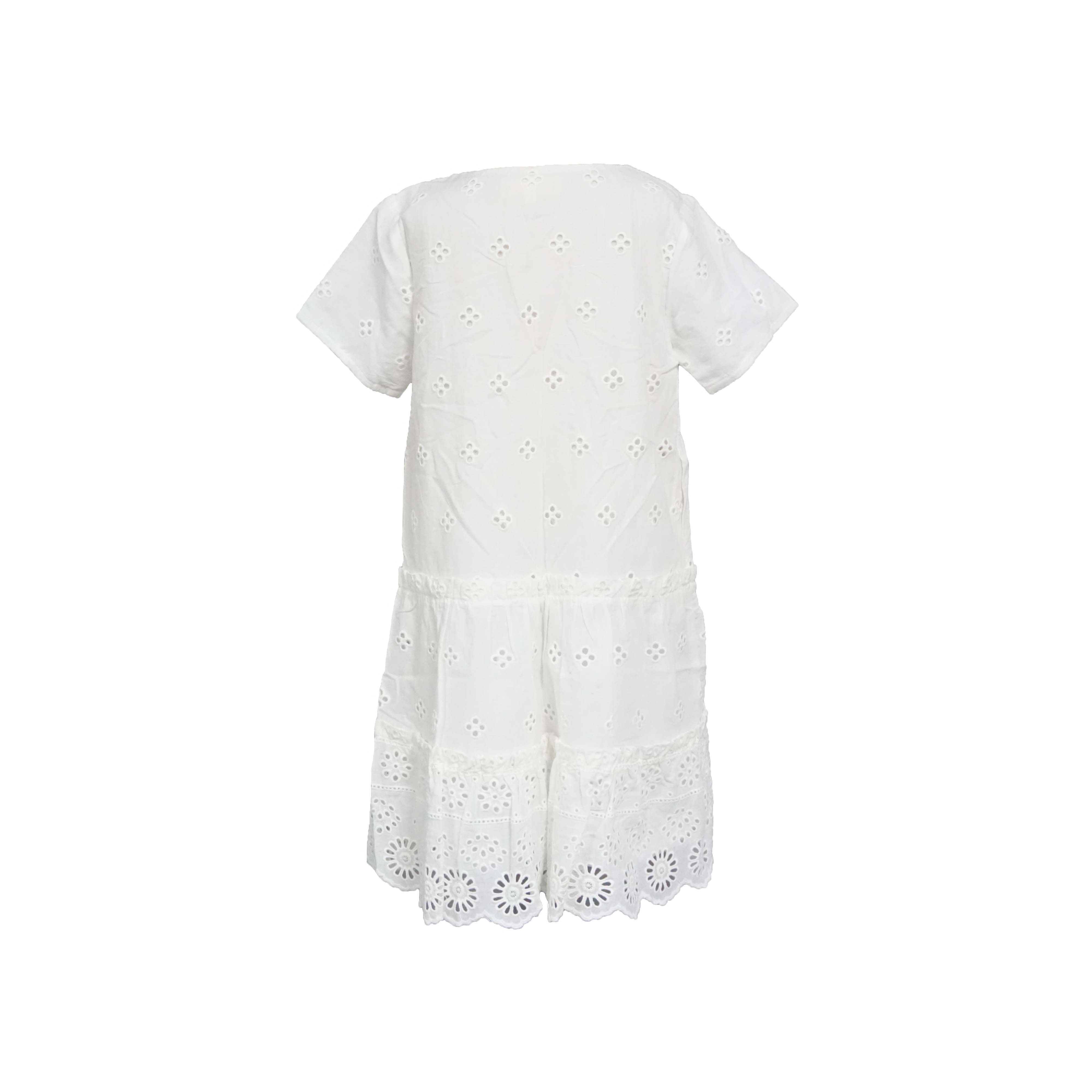 Button down hollow embroidered dress