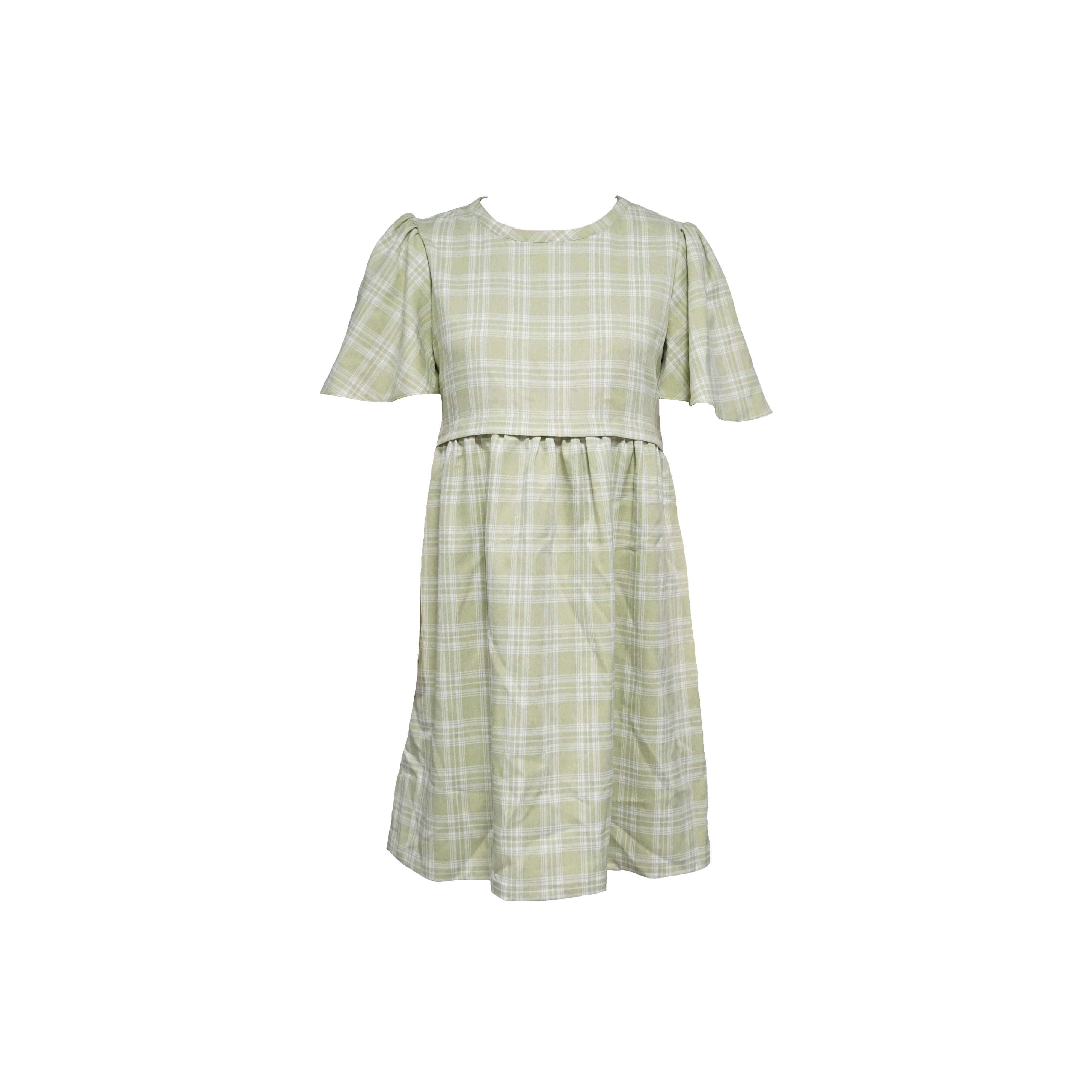 Green and White Plaid Nursing Skirt